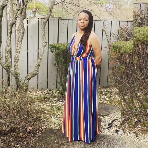 SMALL ONLY BOLD Stripe Open Back Maxi - Picture 5 of 5